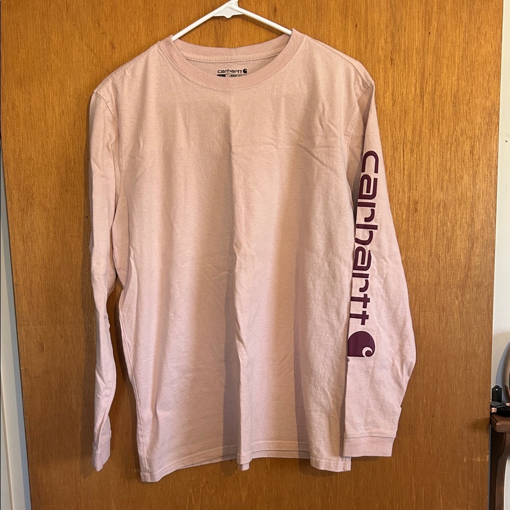 Carhartt Light Pink Long Sleeve Tee with Logo